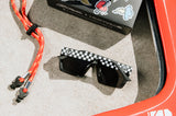 KIDS LAZER FACE SUNGLASSES: LITTLE TROUBLE X HEAT WAVE CHECKERED FLAG
