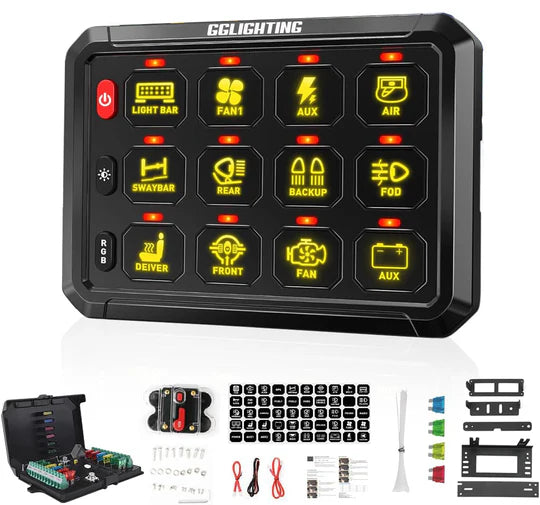 GG Lighting 12 Gang Switch Panel W/ RGB and Remote Control Bluetooth Ap