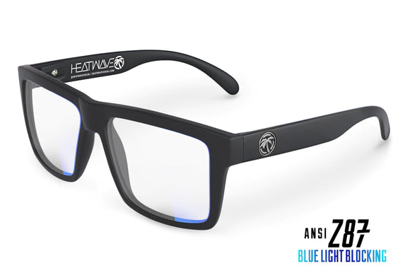 HEATWAVE Vise Z87 Safety Glasses Black Frame Blue Blocking Light Lens