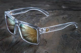 Heatwave Vise Sunglasses Vapor Clear Frame, Gold Rush Lens, Gold Emblem