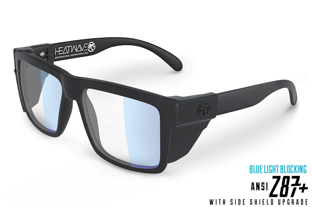 HEATWAVE Vise Z87 Safety Glasses Black Frame Blue Blocking Light